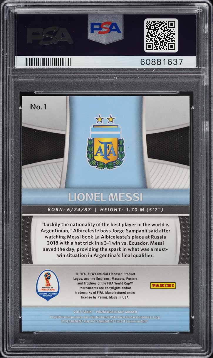 2018 Panini Prizm World Cup Lionel Messi #1 PSA 9 MINT