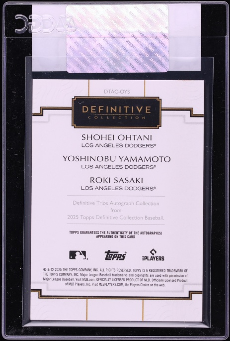 2025 Topps Definitive Collection Black Ohtani Yamamoto Roki Sasaki RC AUTO 10/10 CGC AUTH