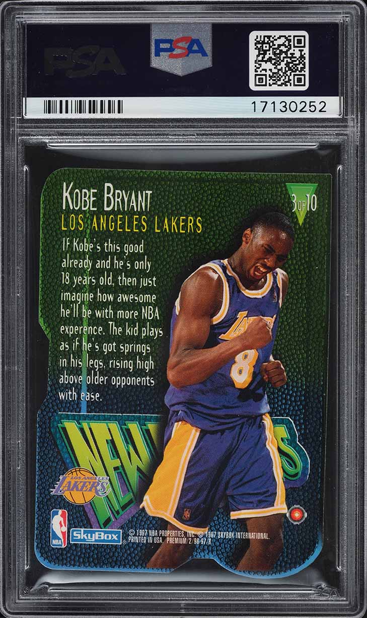 1996 Skybox Premium New Editions Die-Cut Kobe Bryant ROOKIE #3 PSA 10 GEM MINT