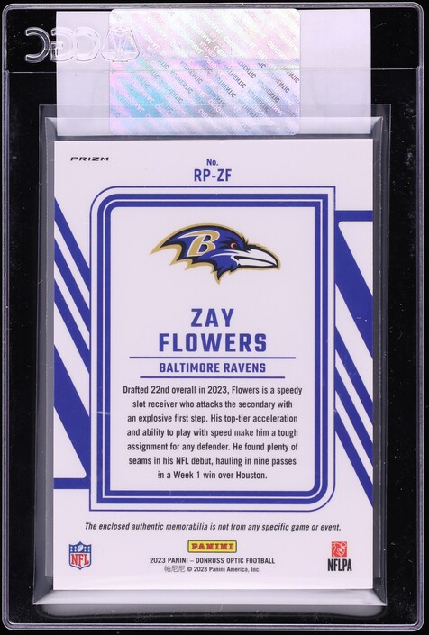 2023 Donruss Optic Phenom Blue Hyper Zay Flowers ROOKIE PATCH #RP-ZF CGC AUTH