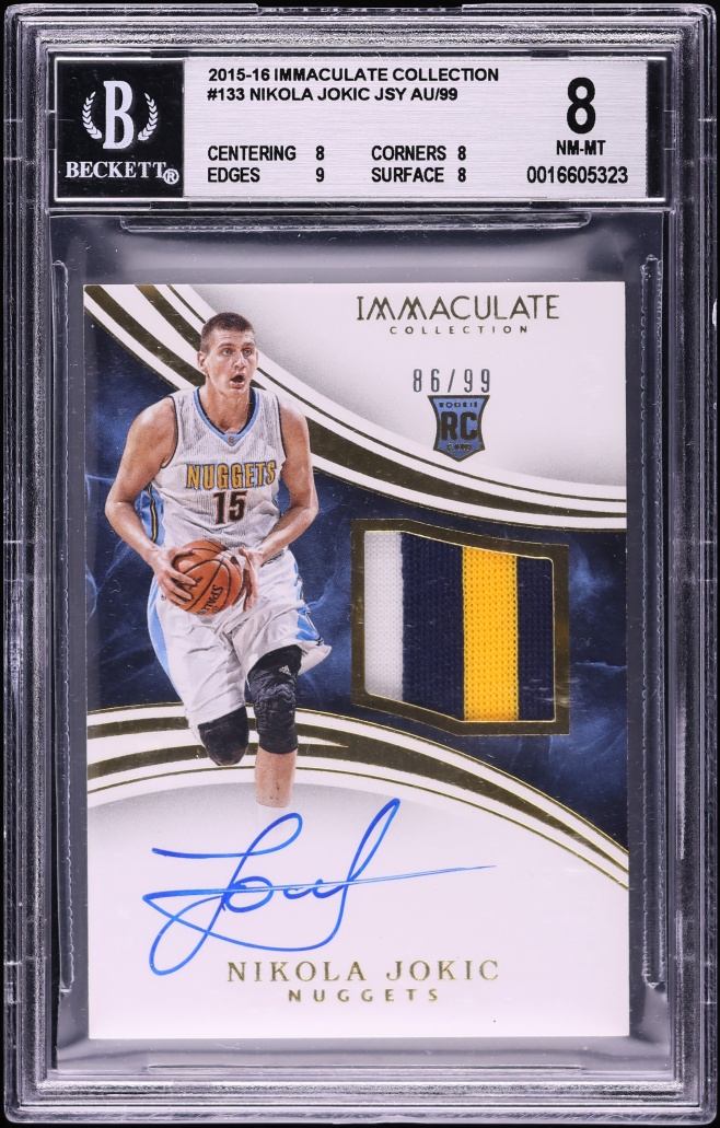 2015 Immaculate Collection Nikola Jokic ROOKIE PATCH AUTO /99 #133 BGS 8 NM-MT - Photo 1