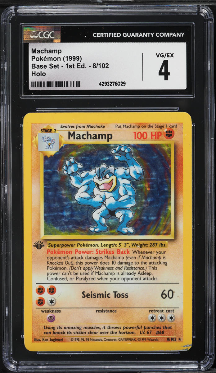 1999 Pokemon Base Set 1st Edition Holo Machamp #8 CGC 4 VGEX