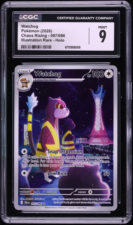 2026 Pokemon Mega Evolution Chaos Rising IR Watchog #097 CGC 9 MINT
