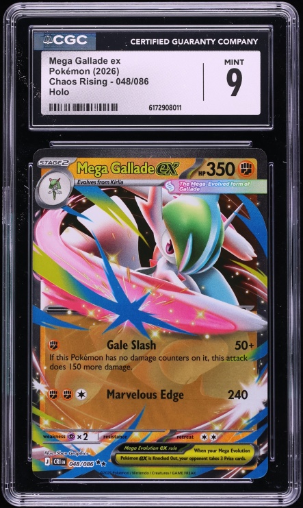 2026 Pokemon Mega Evolution Chaos Rising Holo Mega Gallade Ex #048 CGC 9 MINT