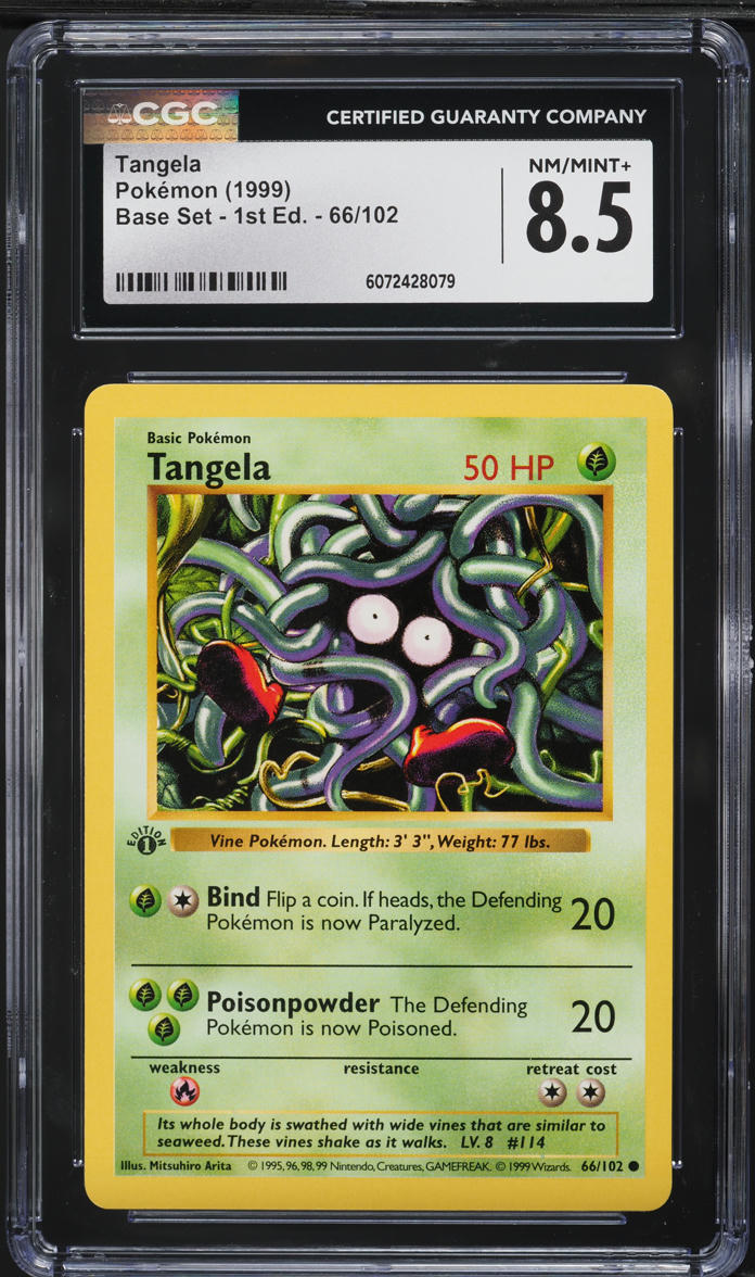 1999 Pokemon Base Set Shadowless 1st Edition Tangela #66 CGC 8.5 NM-MT+