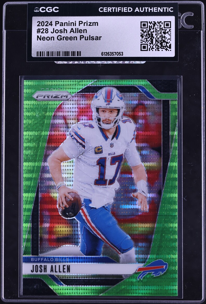 2024 Panini Prizm Neon Green Pulsar Josh Allen #28 CGC AUTH