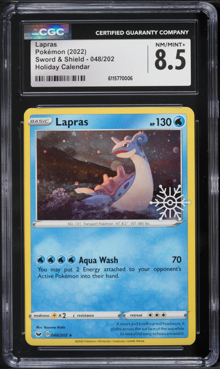 2022 Pokemon Sword & Shield Holiday Calendar Lapras #048 CGC 8.5 NM-MT+