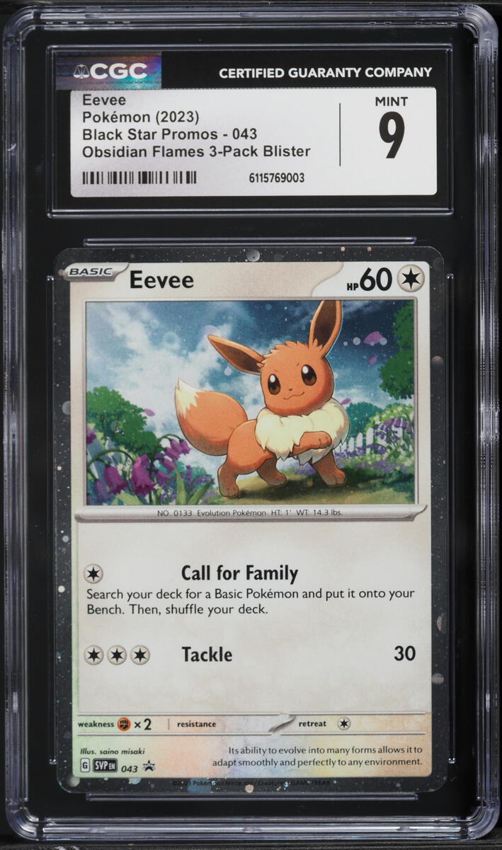 2023 Pokemon Scarlet & Violet Black Star Promo Obsidian Flames Cosmos Holo Eevee #43 CGC 9 MINT