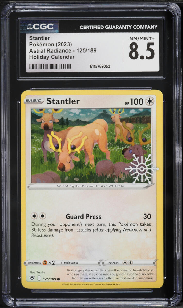 2023 Pokemon SWSH Astral Radiance Holiday Calendar Stantler #125 CGC 8.5 NM-MT+