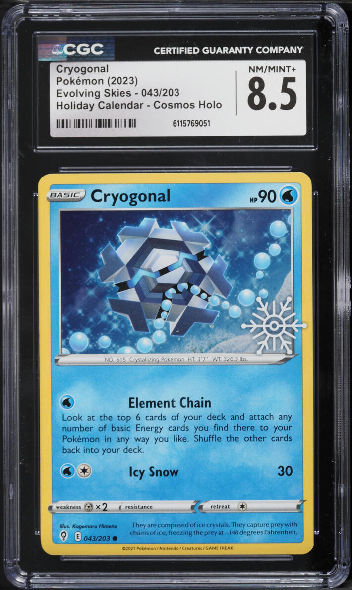 2023 Pokemon SWSH Evolving Skies Holiday Calendar Cosmos Holo Cryogonal #43 CGC 8.5 NM-MT+