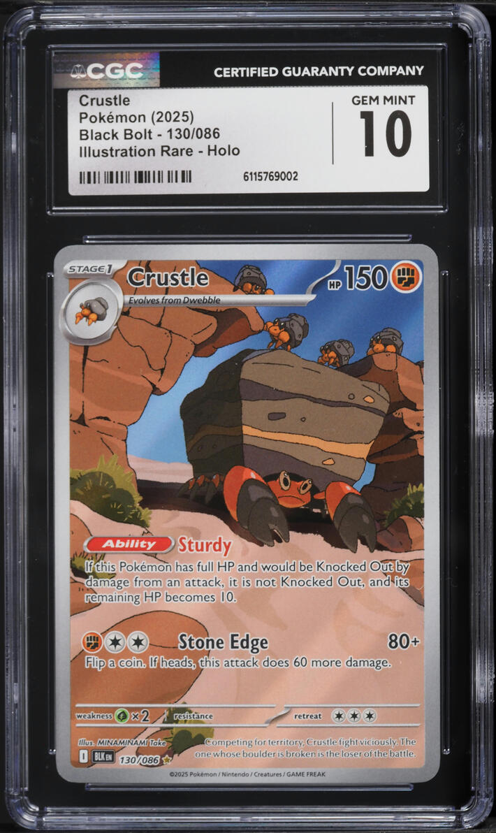 2025 Pokemon Scarlet & Violet Black Bolt IR Crustle #130 CGC 10 GEM MINT
