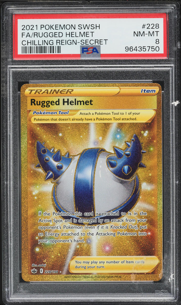 2021 Pokemon Sword & Shield Chilling Reign Secret Rugged Helmet #228 PSA 8 NM-MT