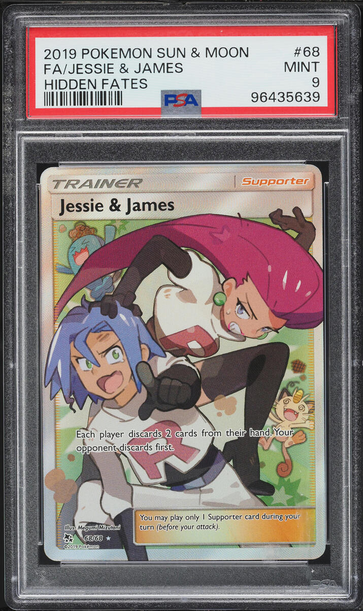 2019 Pokemon Sun & Moon Hidden Fates Full Art Jessie & James #68 PSA 9 MINT