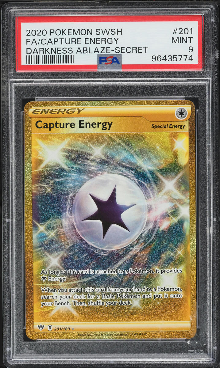 2020 Pokemon Sword & Shield Darkness Ablaze Full Art Capture Energy #201 PSA 9 MINT