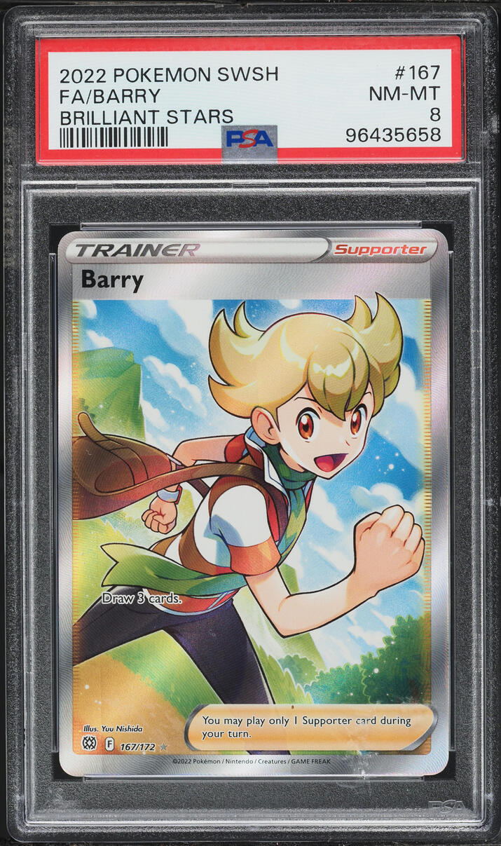 2022 Pokemon Sword & Shield Brilliant Stars Full Art Barry #167 PSA 8 NM-MT