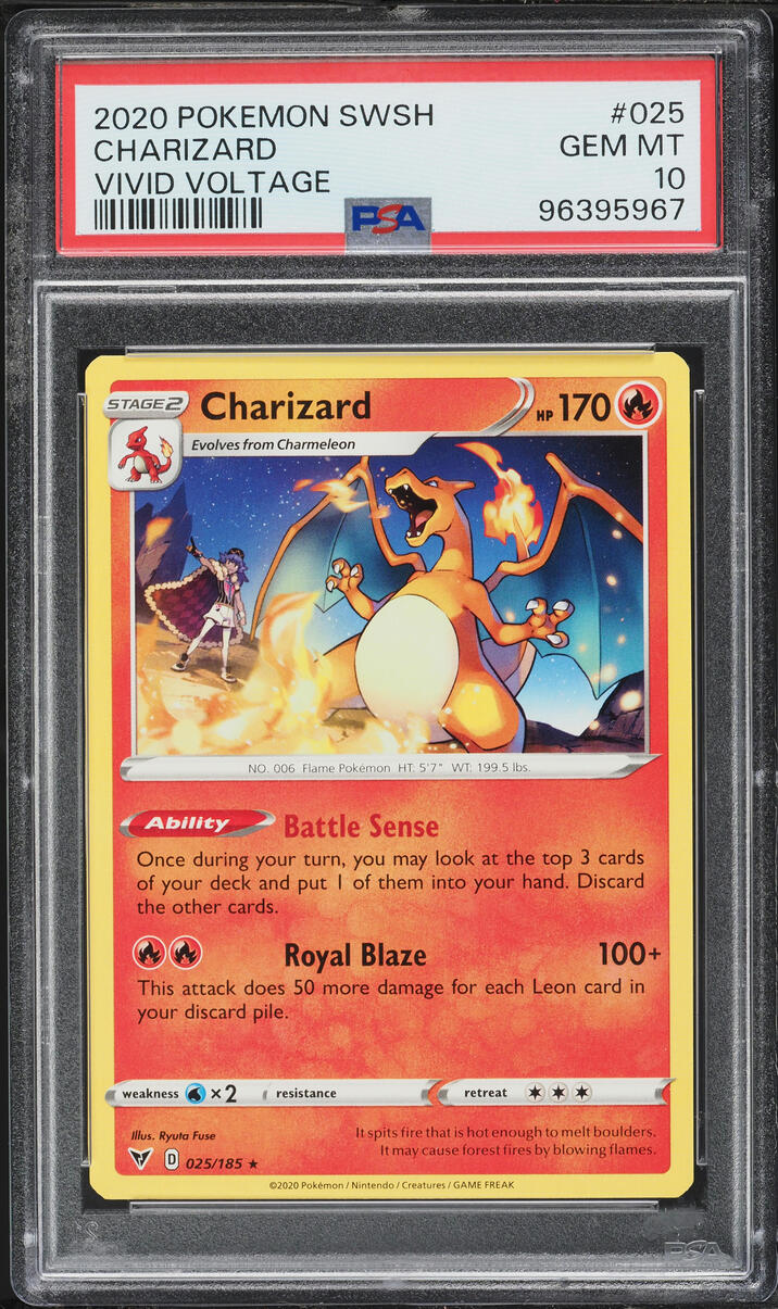 2020 Pokemon Sword & Shield Vivid Voltage Reverse Holo Charizard #25 PSA 10 GEM MINT