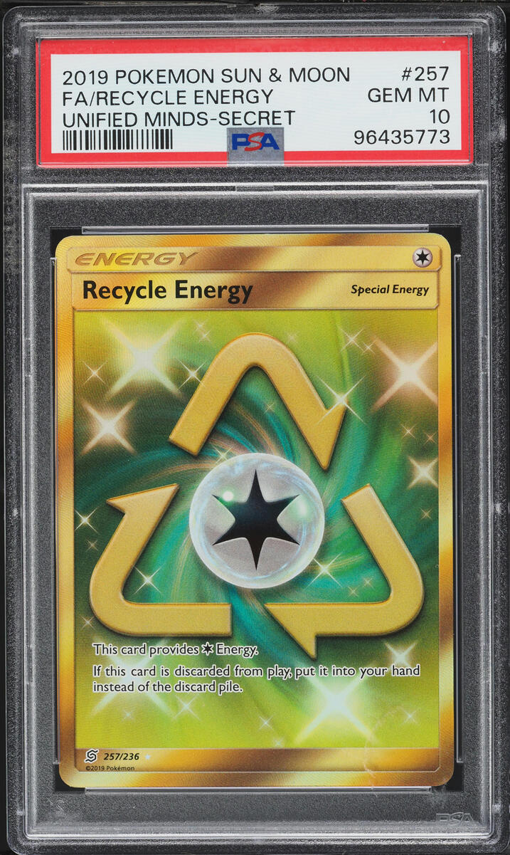 2019 Pokemon Sun & Moon Unified Minds Full Art Recycle Energy #257 PSA 10 GEM MINT