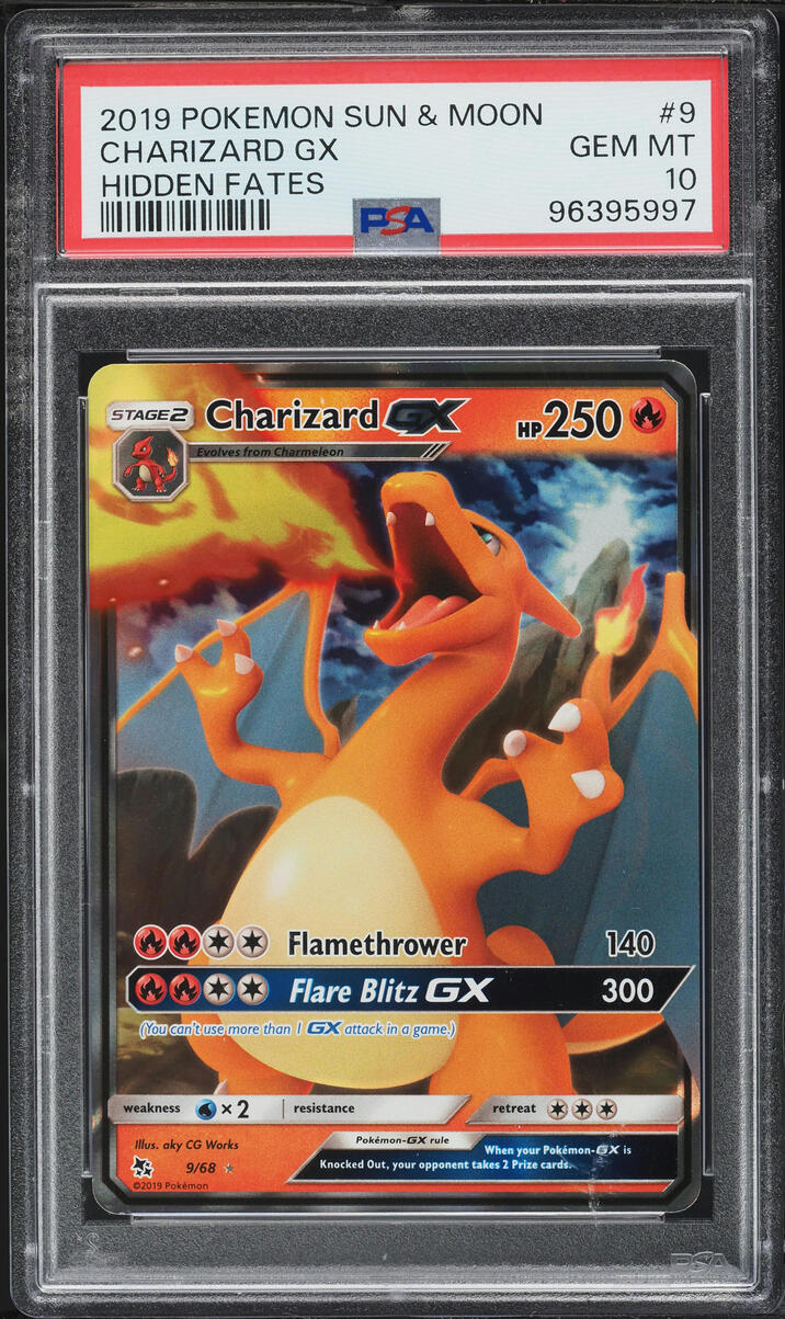 2019 Pokemon Sun & Moon Hidden Fates Charizard GX #9 PSA 10 GEM MINT