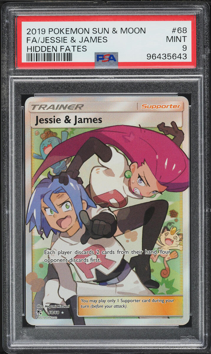 2019 Pokemon Sun & Moon Hidden Fates Full Art Jessie & James #68 PSA 9 MINT