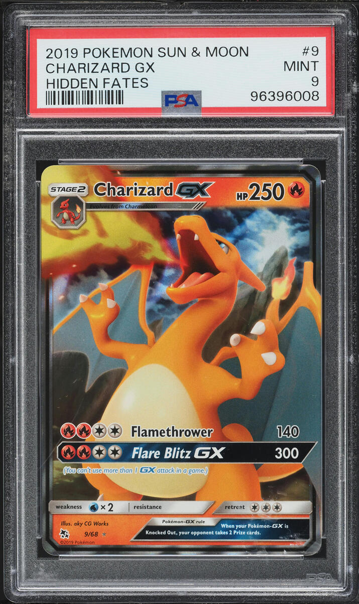 2019 Pokemon Sun & Moon Hidden Fates Charizard GX #9 PSA 9 MINT