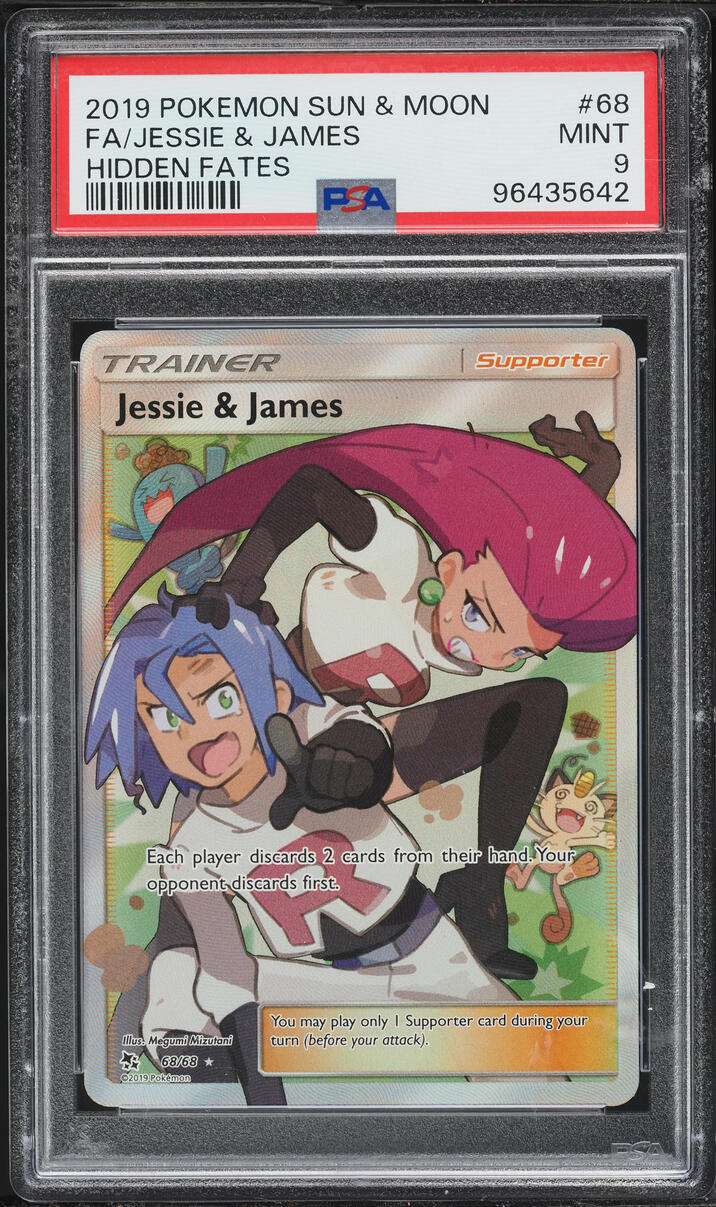 2019 Pokemon Sun & Moon Hidden Fates Full Art Jessie & James #68 PSA 9 MINT