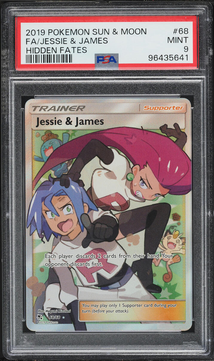 2019 Pokemon Sun & Moon Hidden Fates Full Art Jessie & James #68 PSA 9 MINT