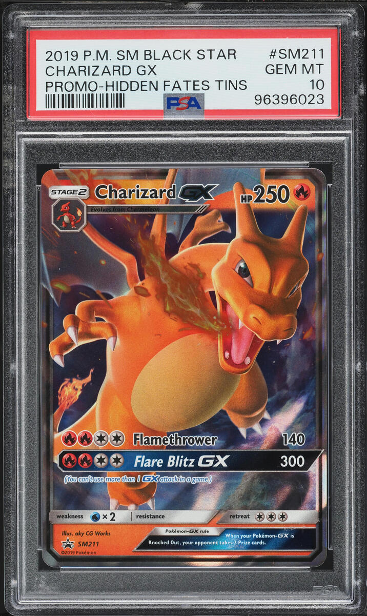 2019 Pokemon Sun & Moon Promo Hidden Fates Tin Charizard GX #SM211 PSA 10 GEM MINT