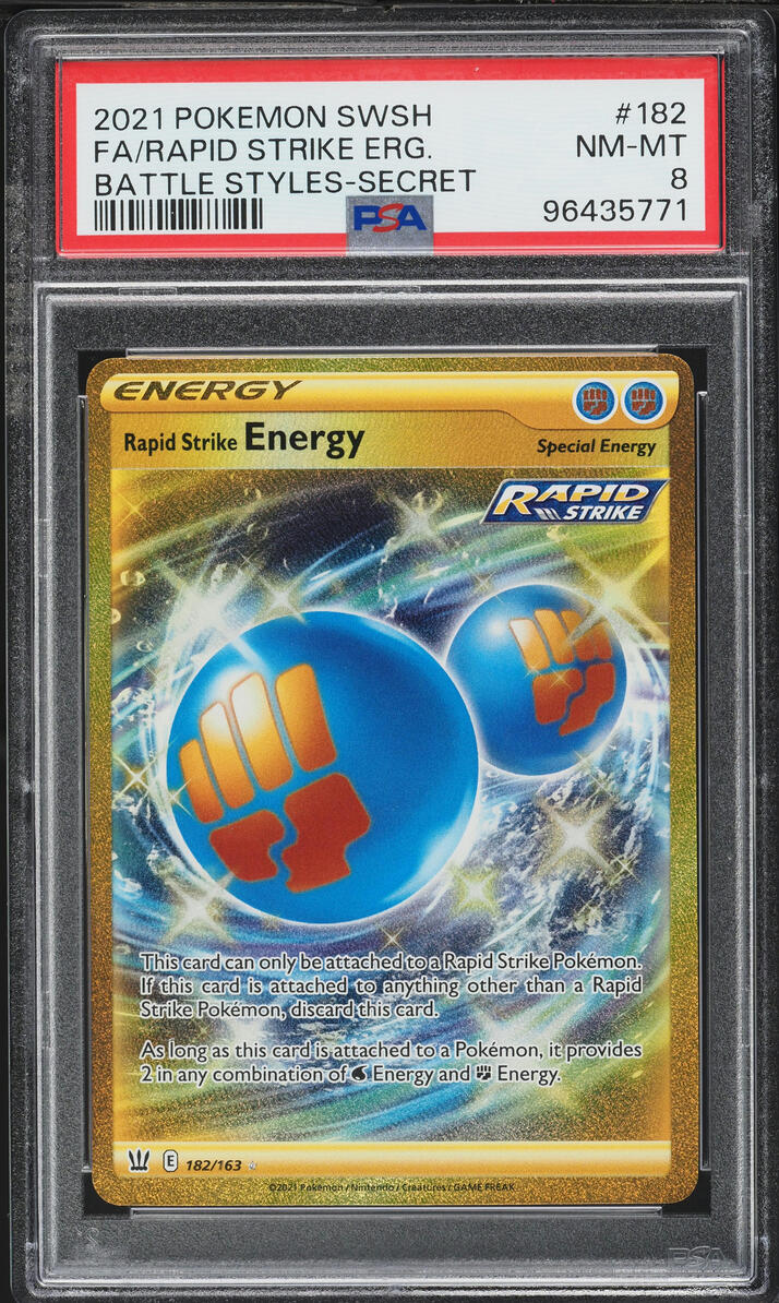 2021 Pokemon Sword & Shield Battle Styles Full Art Rapid Strike Energy #182 PSA 8 NM-MT