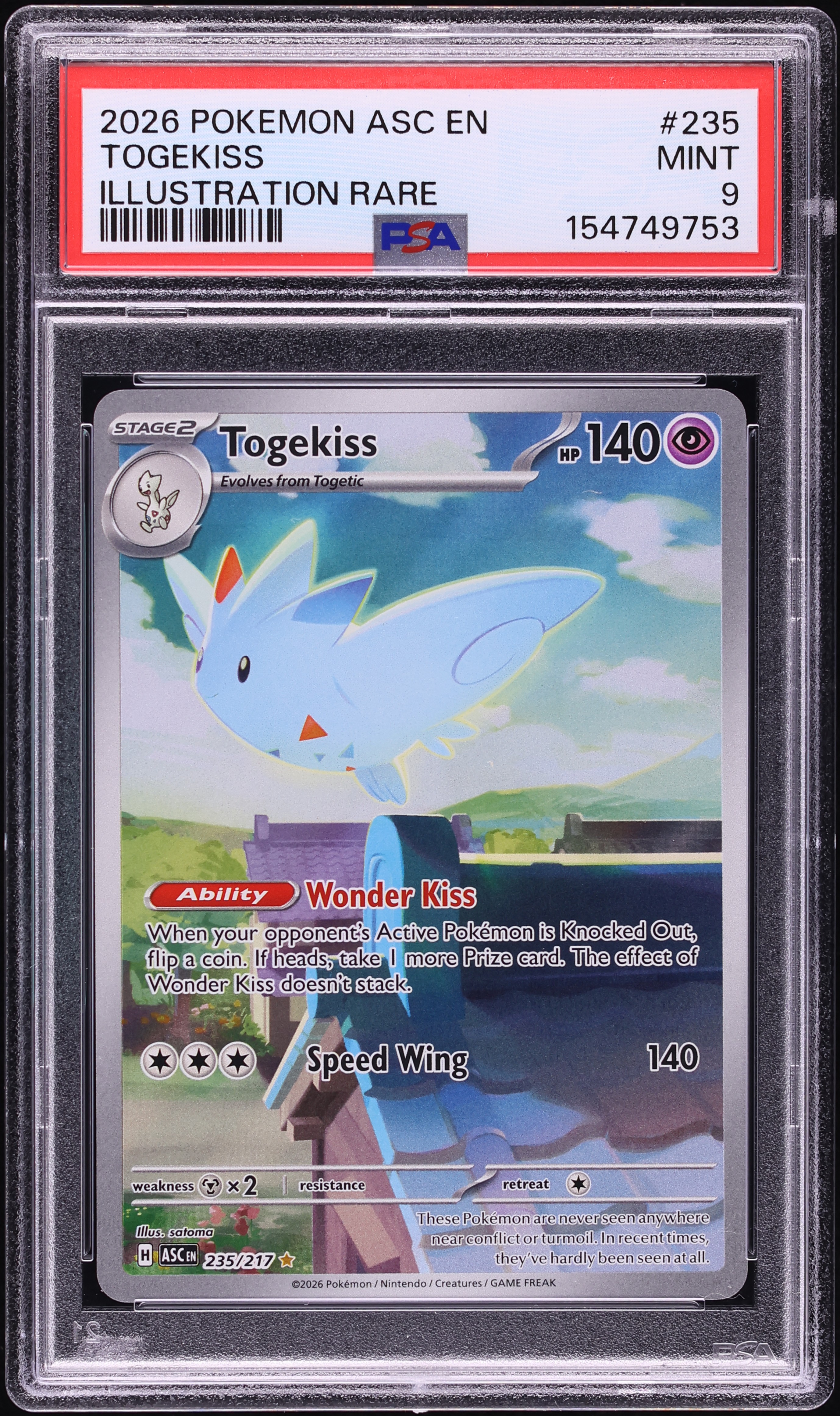 2026 Pokemon Mega Evolution Ascended Heroes IR Togekiss #235 PSA 9 MINT