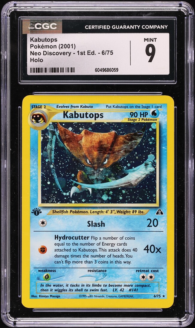 2001 Pokemon Neo Discovery 1st Edition Holo Kabutops #6 CGC 9 MINT