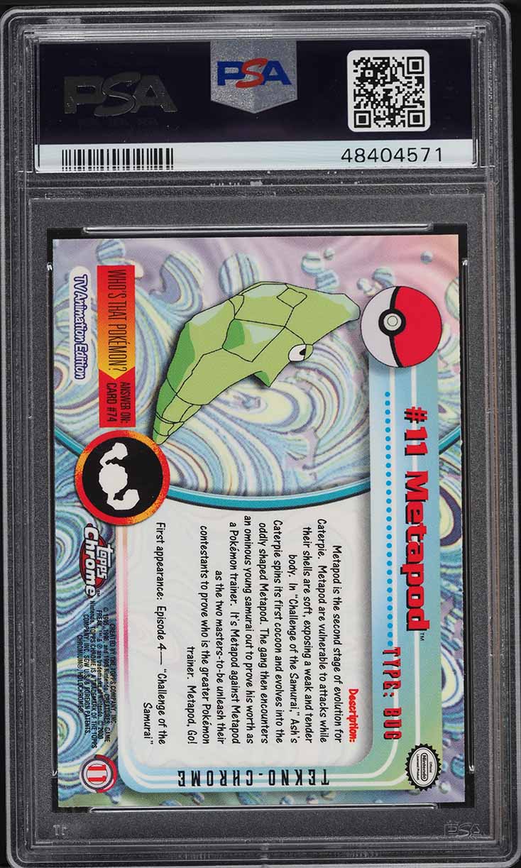 2000 Topps Chrome Pokemon Series 1 Tekno Metapod #11 PSA 10 GEM MINT