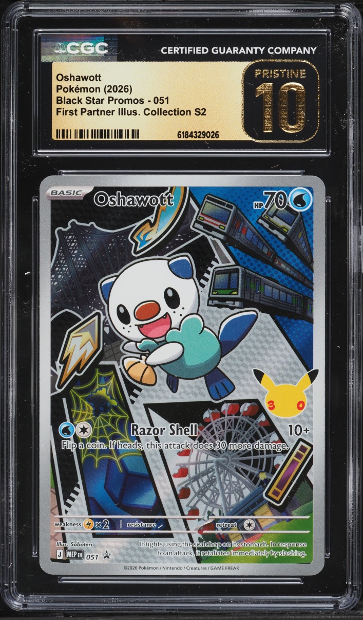 2026 Pokemon Mega Promo First Partner Illustration Full Art Oshawott #51 CGC 10 PRISTINE