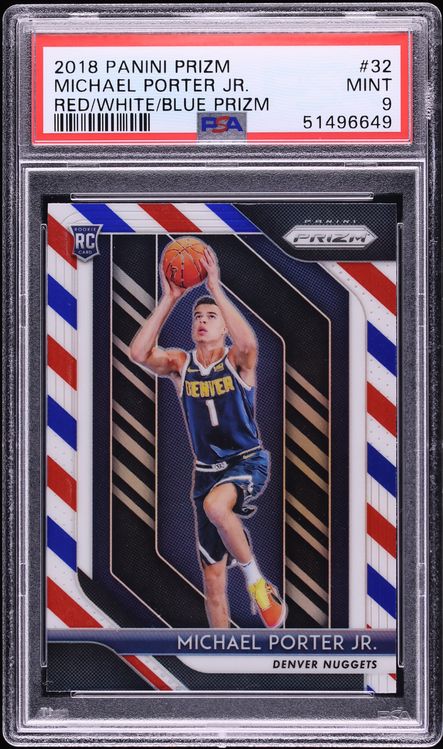 2018 Panini Prizm Red White Blue Michael Porter Jr. ROOKIE #32 PSA 9 MINT