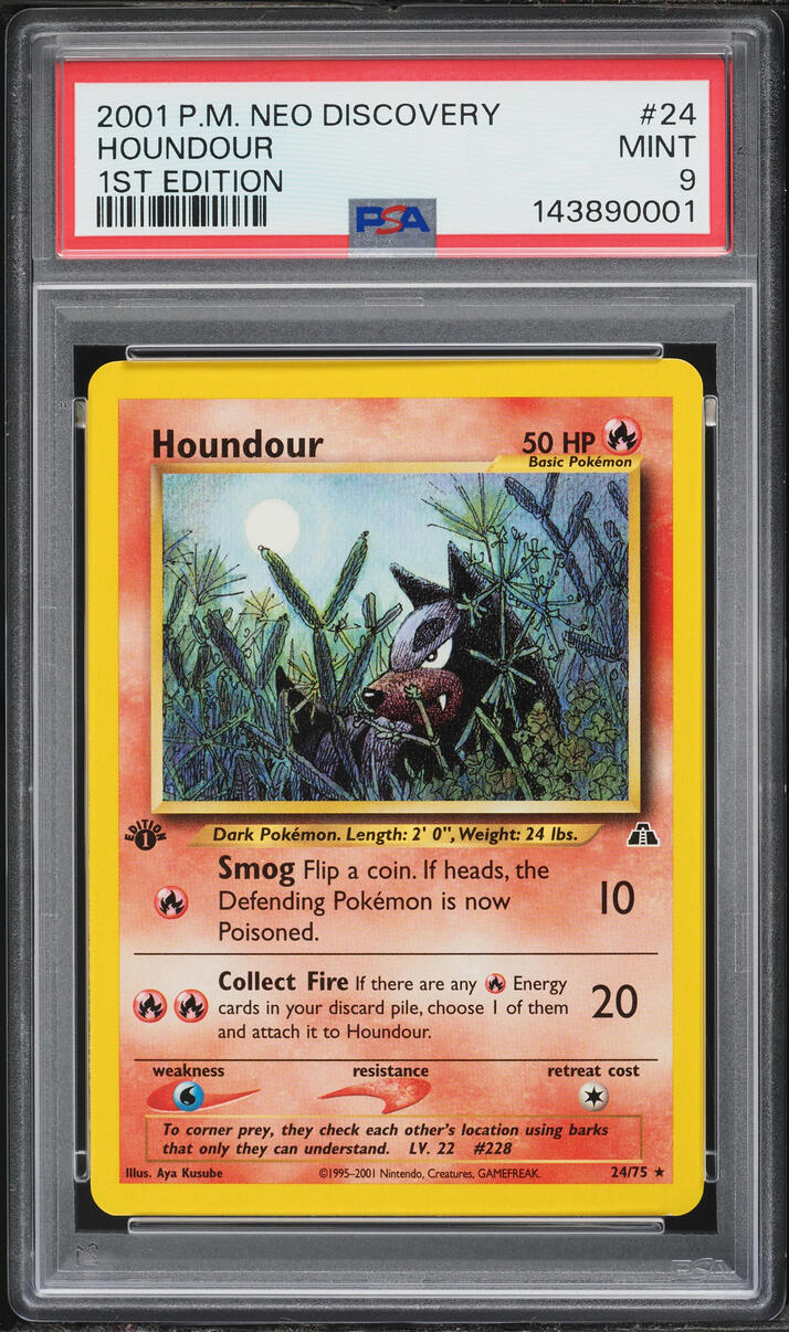 2001 Pokemon Neo Discovery 1st Edition Houndour #24 PSA 9 MINT