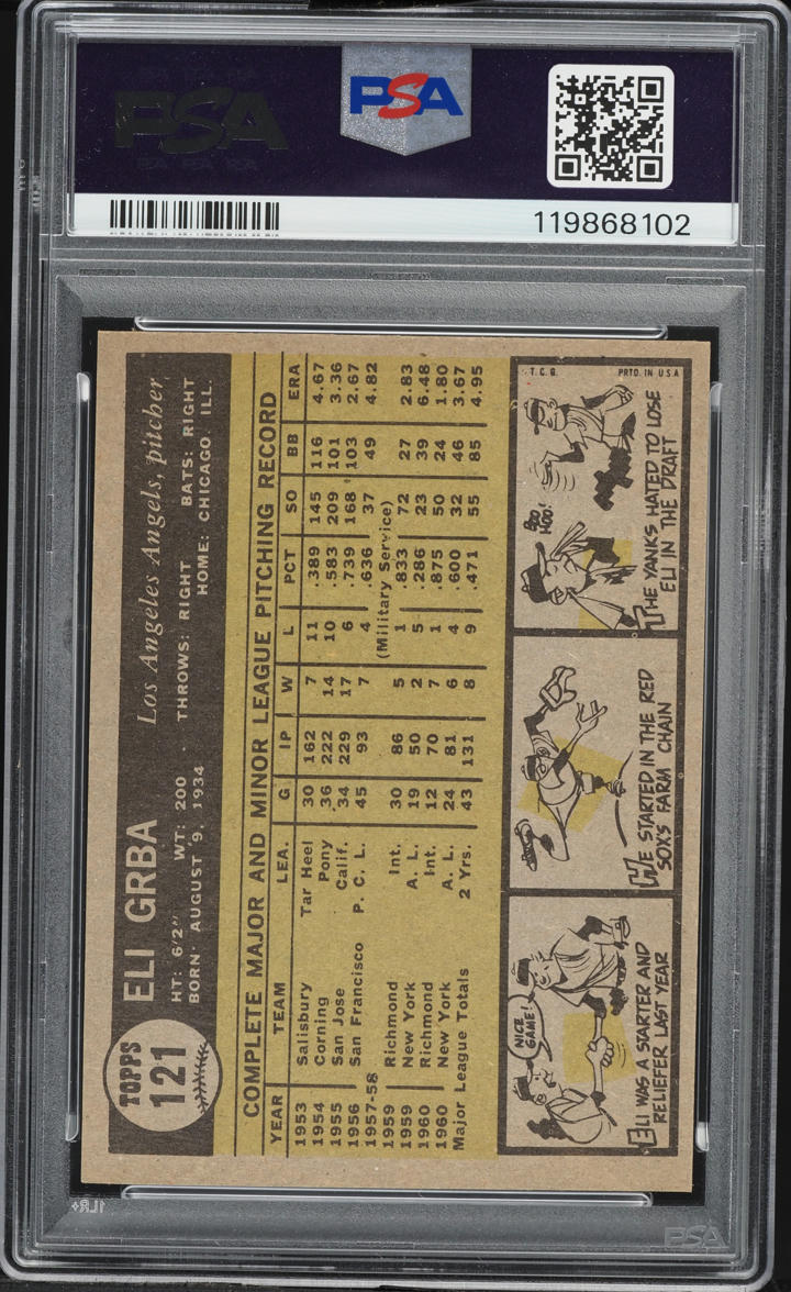 1961 Topps Eli Grba #121 PSA 7 NRMT
