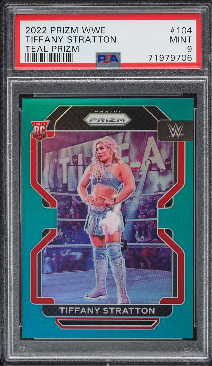 2022 Panini Prizm WWE Teal Tiffany Stratton ROOKIE /49 #104 PSA 9 MINT