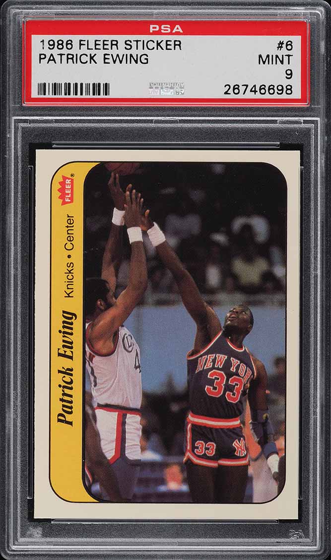 1986 Fleer Sticker Patrick Ewing ROOKIE #6 PSA 9 MINT