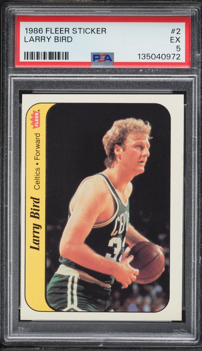 1986 Fleer Sticker Basketball Larry Bird #2 PSA 5 EX