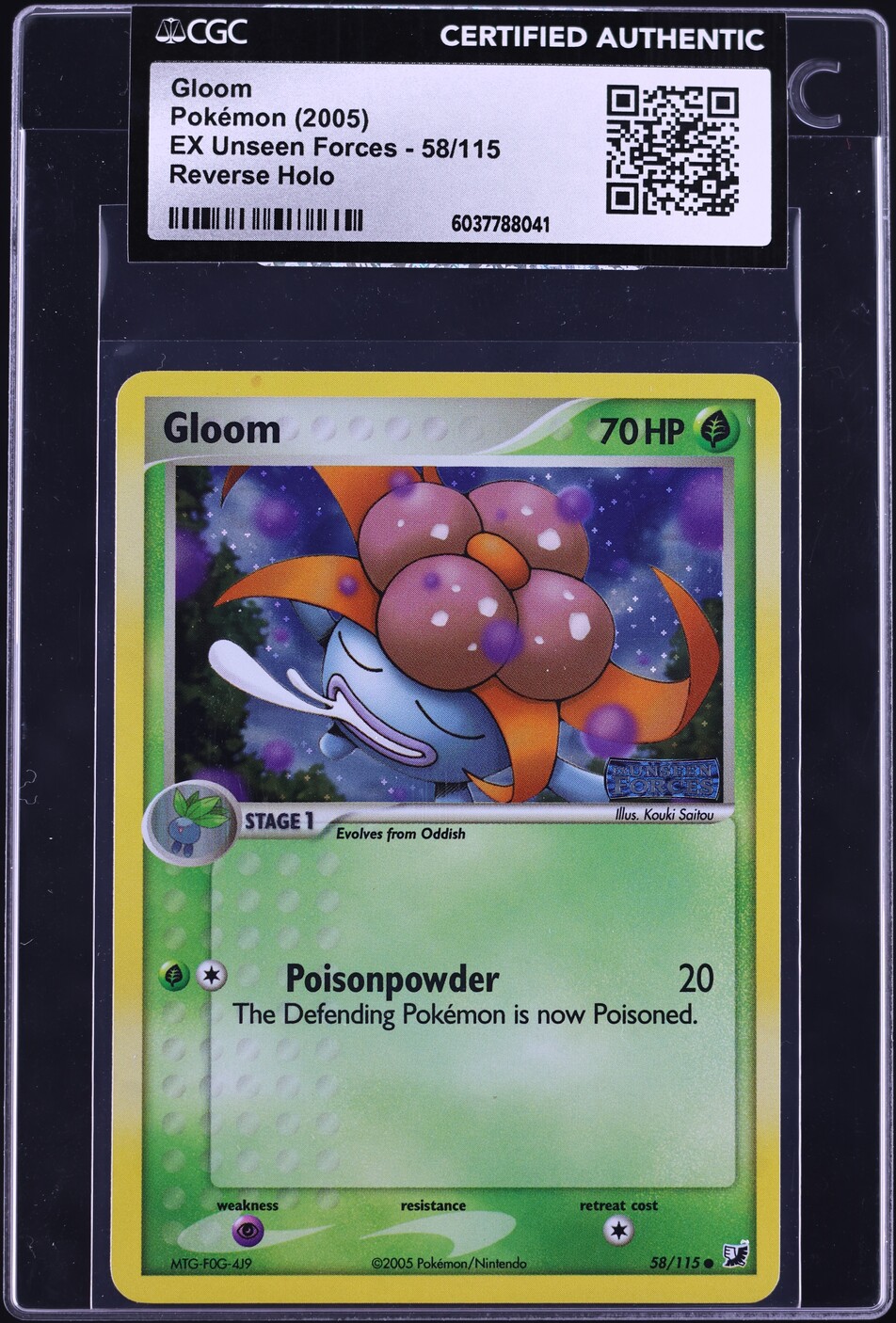 2005 Pokemon EX Unseen Forces Reverse Holo Gloom #58 CGC AUTH