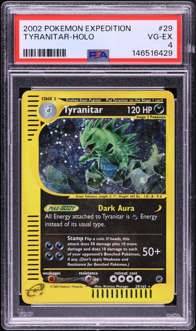 2002 Pokemon Expedition Holo Tyranitar #29 PSA 4 VGEX