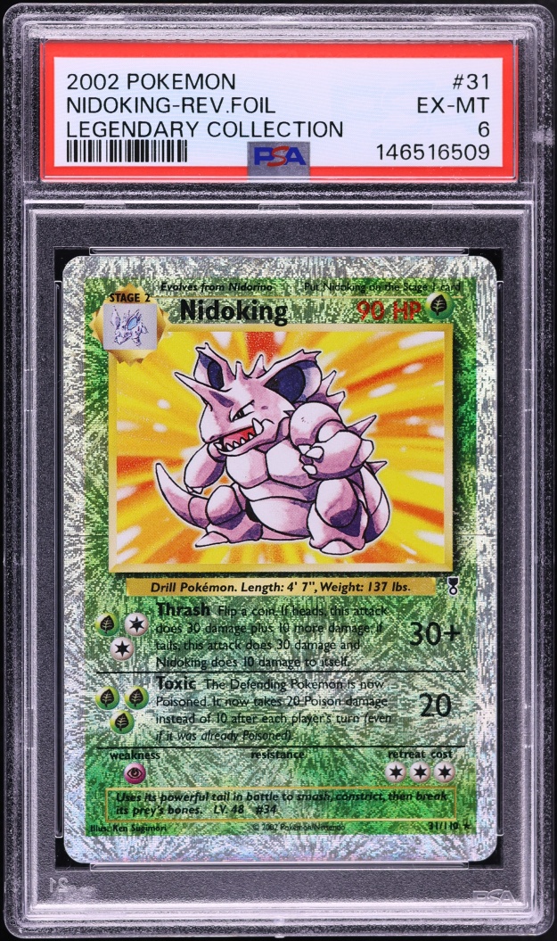 2002 Pokemon Legendary Collection Reverse Holo Nidoking #31 PSA 6 EXMT
