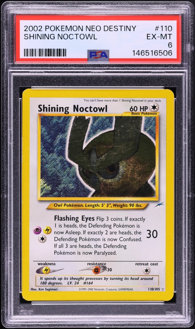 2002 Pokemon Neo Destiny Holo Shining Noctowl #110 PSA 6 EXMT