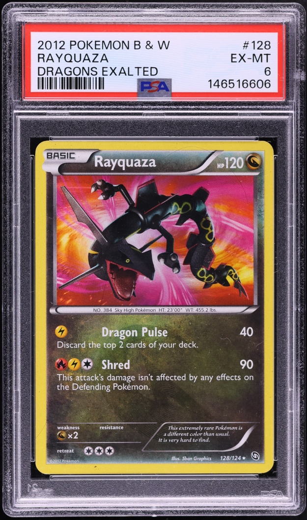 2012 Pokemon Black & White Dragons Exalted Holo Rayquaza #128 PSA 6 EXMT