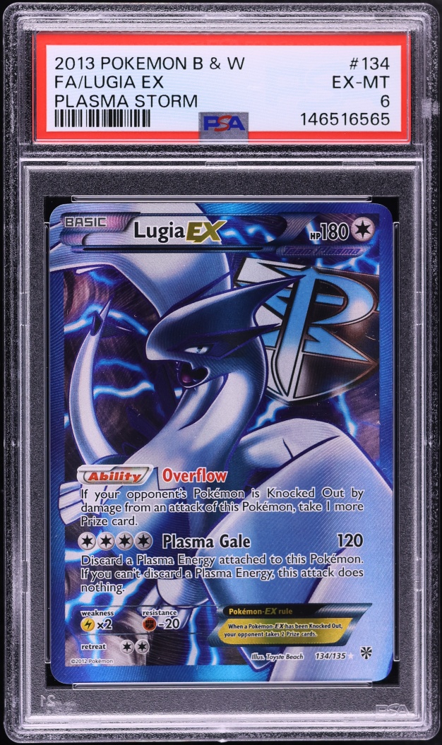 2012 Pokemon Black & White Plasma Storm Full Art Lugia EX #134 PSA 6 EXMT
