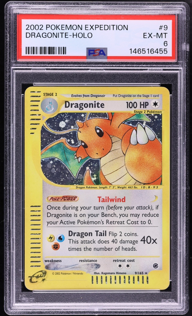 2002 Pokemon Expedition Holo Dragonite #9 PSA 6 EXMT