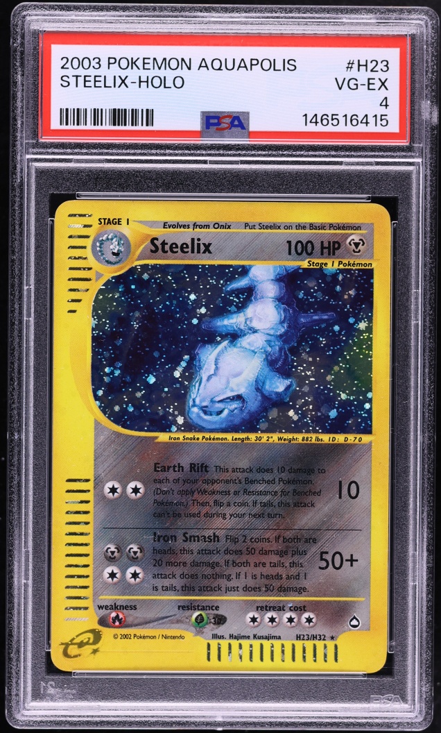 2003 Pokemon Aquapolis Holo Steelix #H23 PSA 4 VGEX