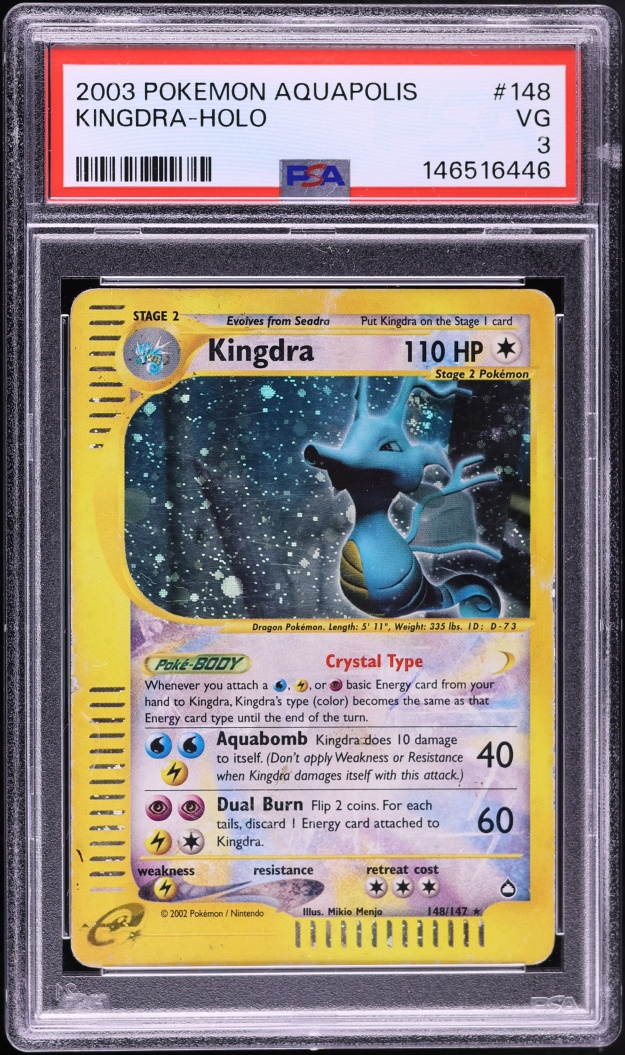 2003 Pokemon Aquapolis Holo Crystal Kingdra #148 PSA 3 VG