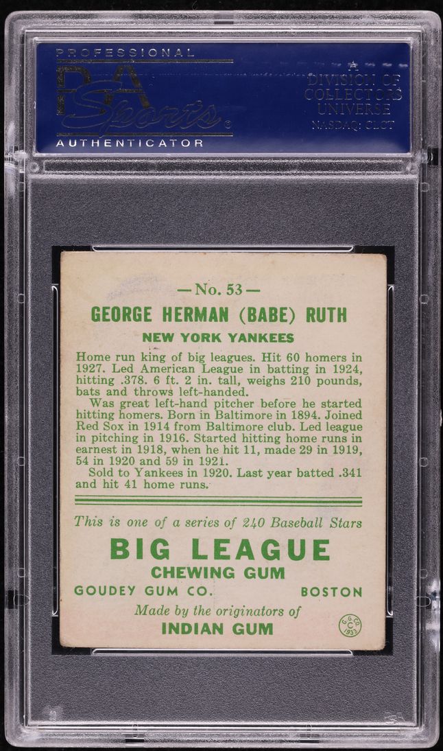 1933 Goudey Babe Ruth #53 PSA 4 VGEX