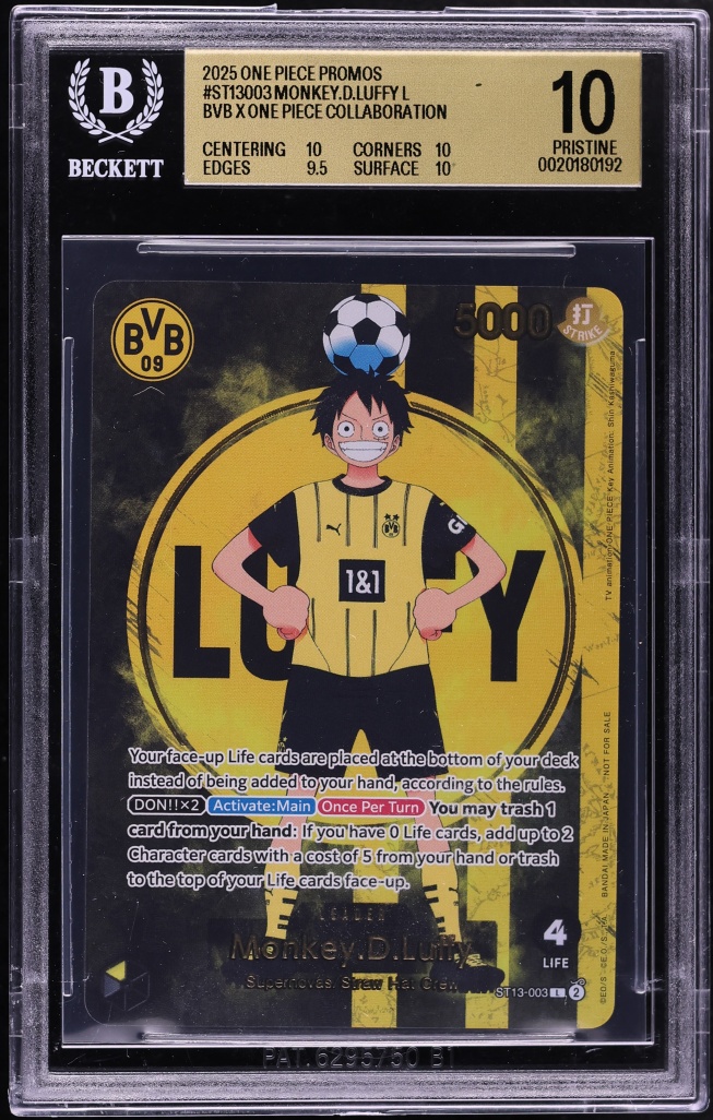 2025 One Piece Promo BVB Match Day Alt Art Leader Monkey D. Luffy #ST13-003 BGS 10 PRISTINE