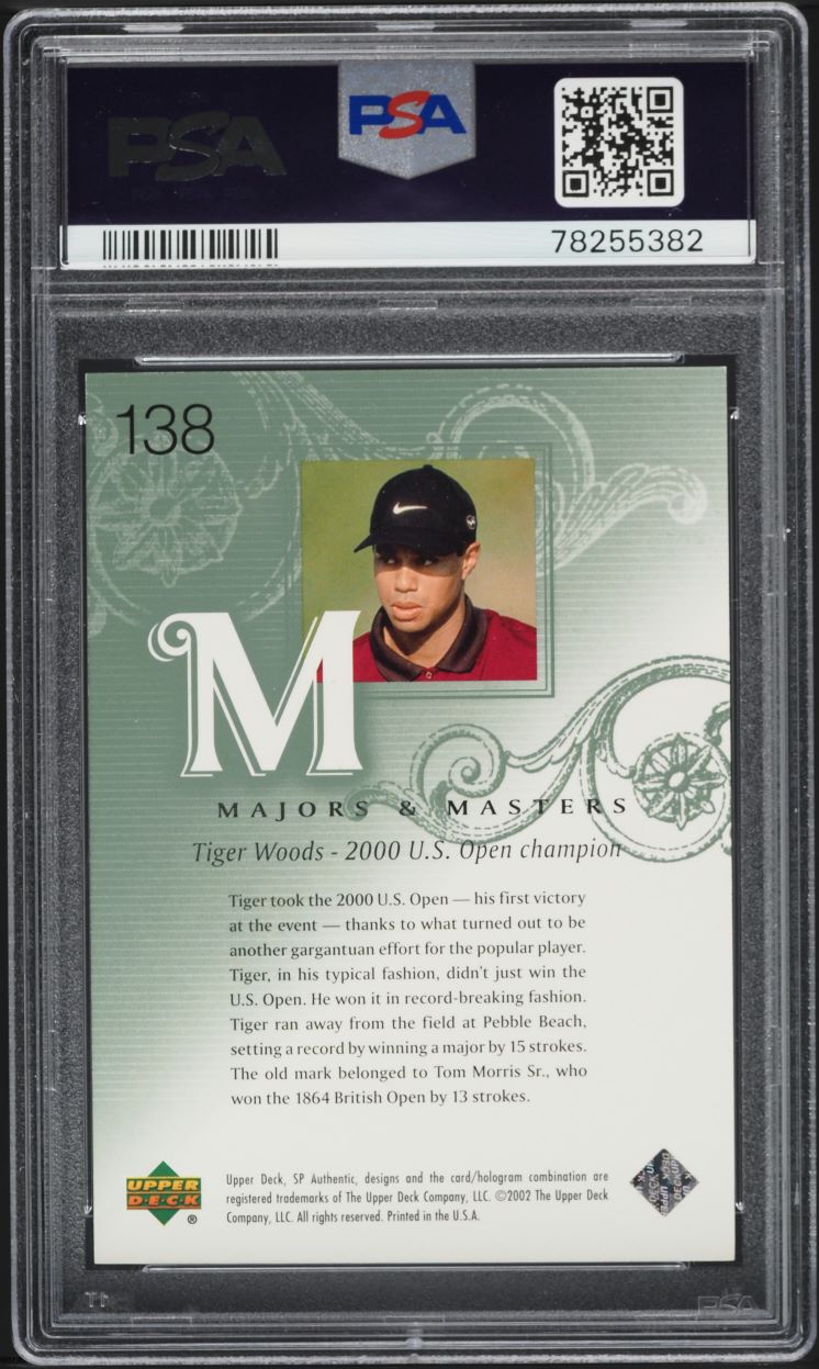 2002 SP Authentic Golf Tiger Woods /3499 #138 PSA 7 NRMT